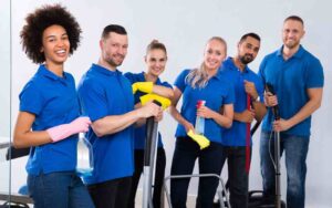 Cleaner working in a home
